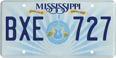 MS license plate BXE727