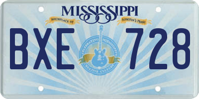 MS license plate BXE728