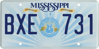 MS license plate BXE731