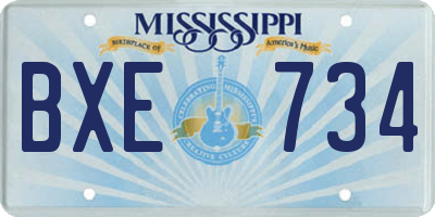 MS license plate BXE734