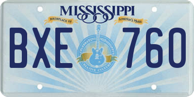 MS license plate BXE760