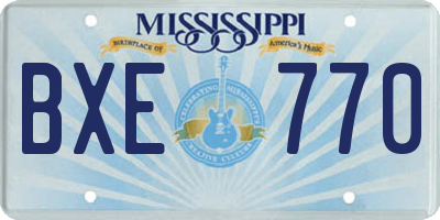 MS license plate BXE770