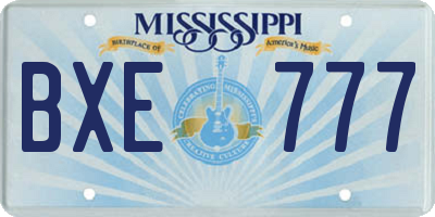 MS license plate BXE777