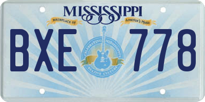 MS license plate BXE778