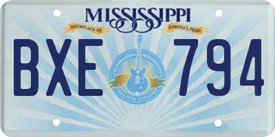 MS license plate BXE794
