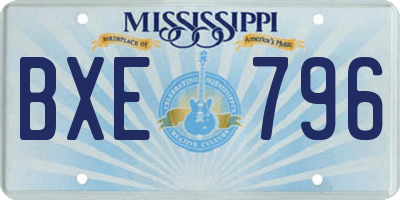 MS license plate BXE796