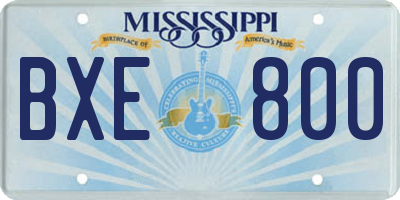 MS license plate BXE800