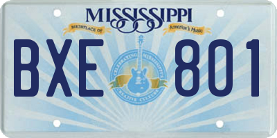 MS license plate BXE801