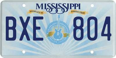MS license plate BXE804