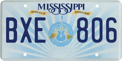 MS license plate BXE806