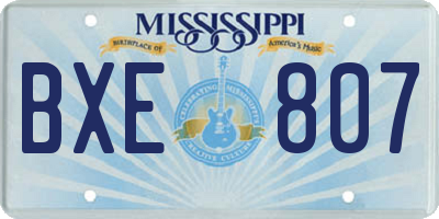 MS license plate BXE807