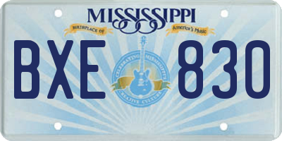 MS license plate BXE830