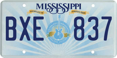 MS license plate BXE837