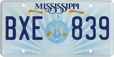MS license plate BXE839
