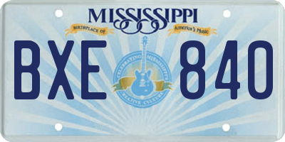 MS license plate BXE840