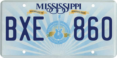 MS license plate BXE860