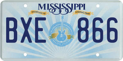 MS license plate BXE866