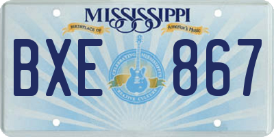 MS license plate BXE867