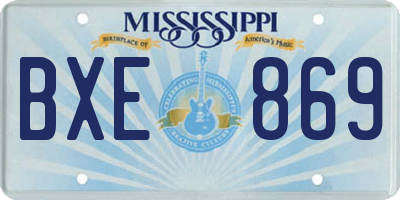 MS license plate BXE869