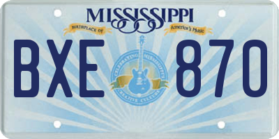 MS license plate BXE870