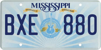 MS license plate BXE880
