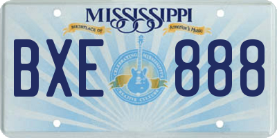 MS license plate BXE888