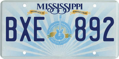 MS license plate BXE892