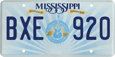 MS license plate BXE920