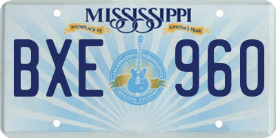 MS license plate BXE960