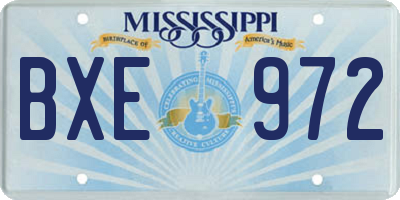 MS license plate BXE972