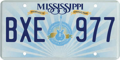 MS license plate BXE977