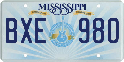 MS license plate BXE980