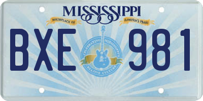 MS license plate BXE981