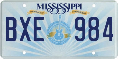 MS license plate BXE984
