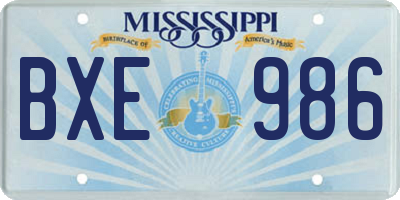MS license plate BXE986