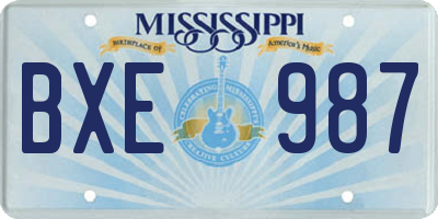 MS license plate BXE987