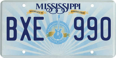 MS license plate BXE990
