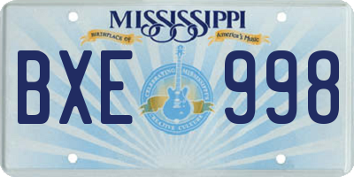MS license plate BXE998