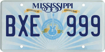 MS license plate BXE999