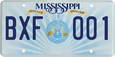 MS license plate BXF001