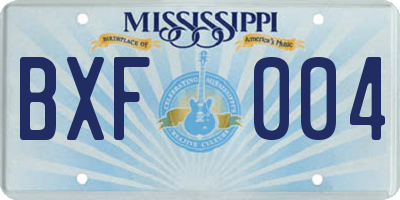 MS license plate BXF004