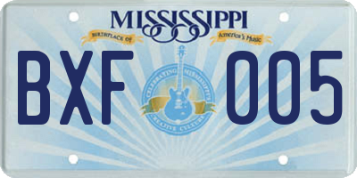 MS license plate BXF005