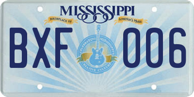 MS license plate BXF006