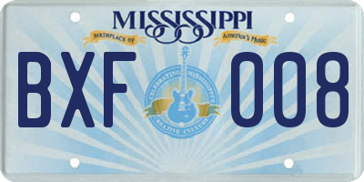 MS license plate BXF008