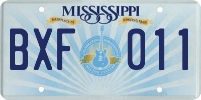 MS license plate BXF011