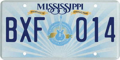 MS license plate BXF014