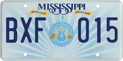 MS license plate BXF015