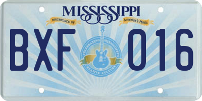 MS license plate BXF016