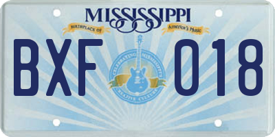 MS license plate BXF018
