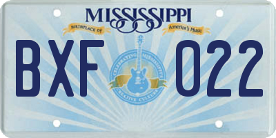 MS license plate BXF022
